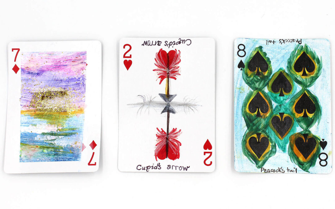 Playing cards made into artwork