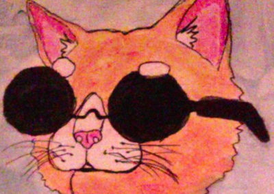 A Hippie Cat drawing with pen